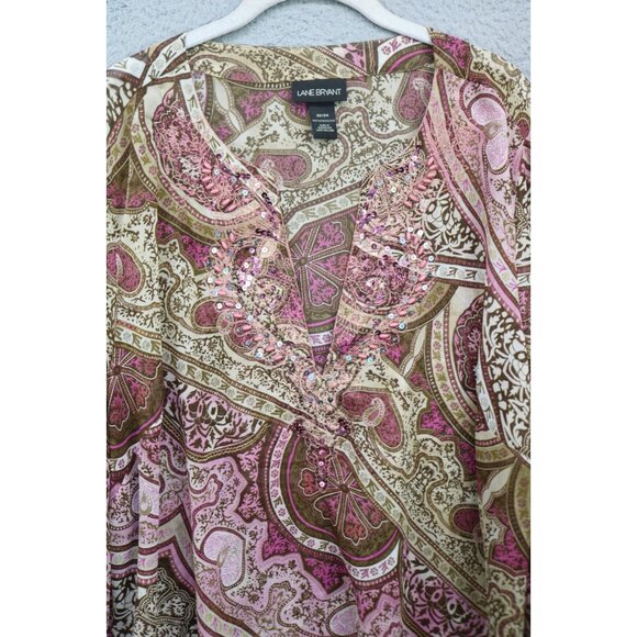 Lane Bryant 3/4 Wide Sleeve Sheer Tunic-Beaded-Sequins-Size 22/24-BOHO - Picture 4 of 13